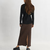 Textured Maxi Skirt with Back Slit