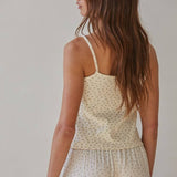 Knit Cotton Jersey Pointelle Floral V-Neck Cami