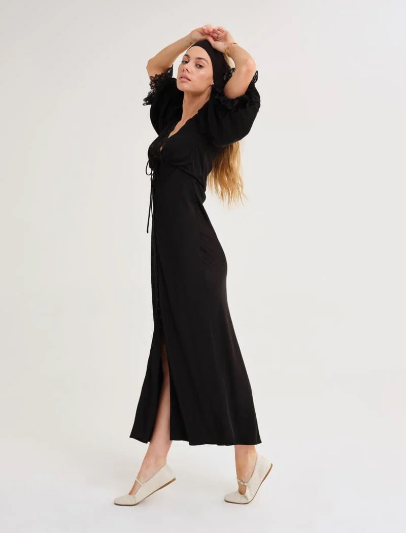 Black Honey Duster Maxi Dress The Glow Co Black Honey Duster Maxi Dress The Glow Co