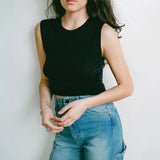 Ozma Tasi Crop, Black-Regen Silk Noil Jersey [SIZE SMALL] PRELOVED
