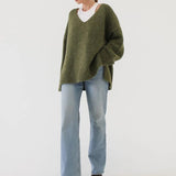 Moss Oxford V Neck Sweater