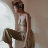 Ozma Sage Silk Noil House Bandeau Top with Straps SIZE MEDIUM  [PRELOVED]